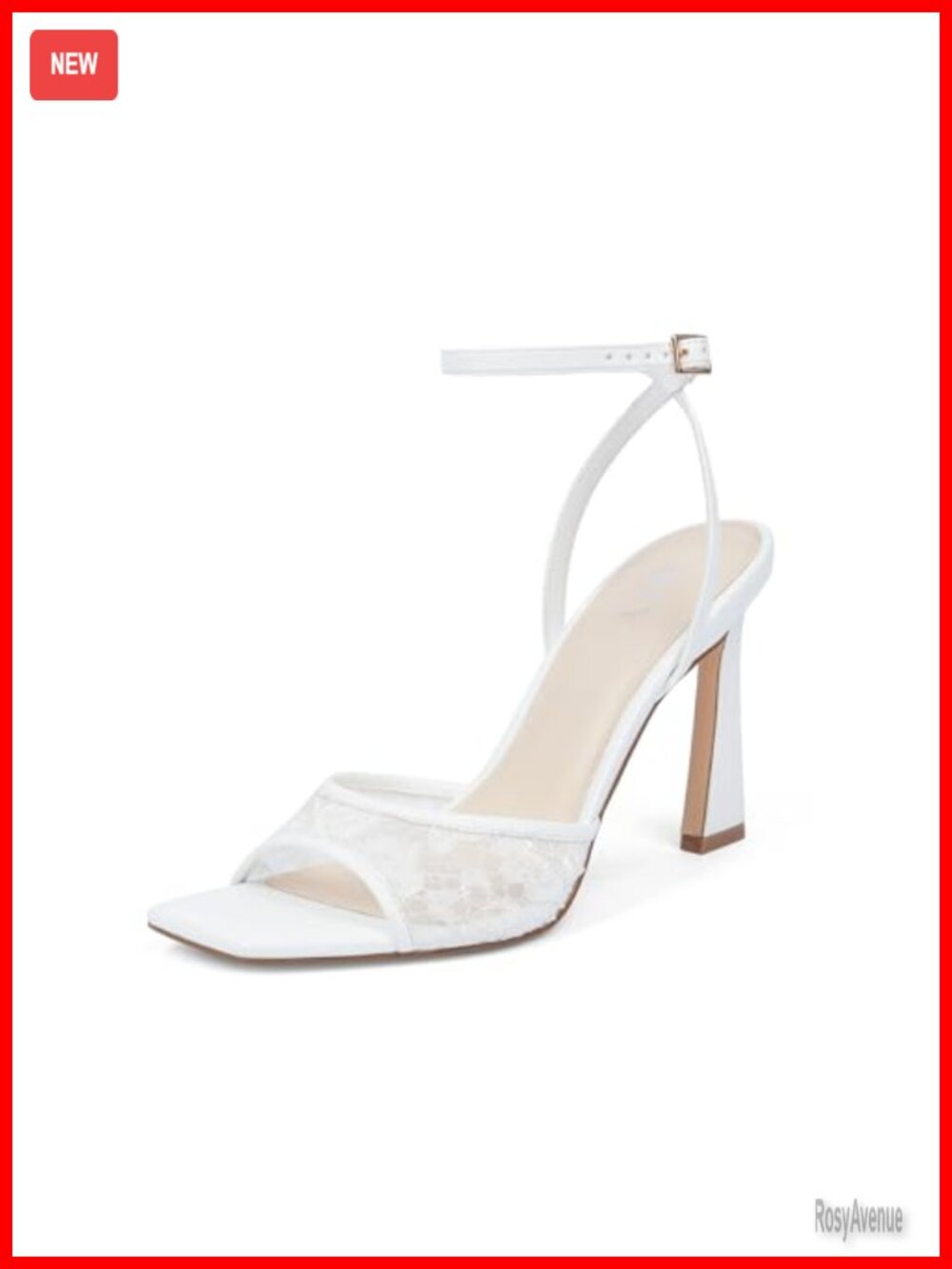 Strappy Heeled Sandals Square Toe Ankle Strap Stiletto Mesh Dress Shoes
